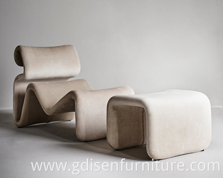 Modern designer furniture fiberglass and fabric curved chair